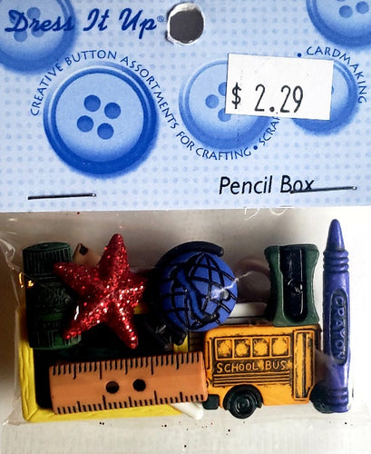 Dress it up -  buttons and flatback - pencil box