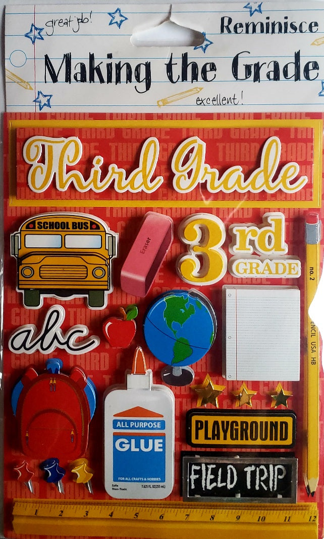 Reminisce Making The Grade 3D-Scrapbook-Sticker – Selbstklebend, Archivfest (11,4 X 19 Cm)