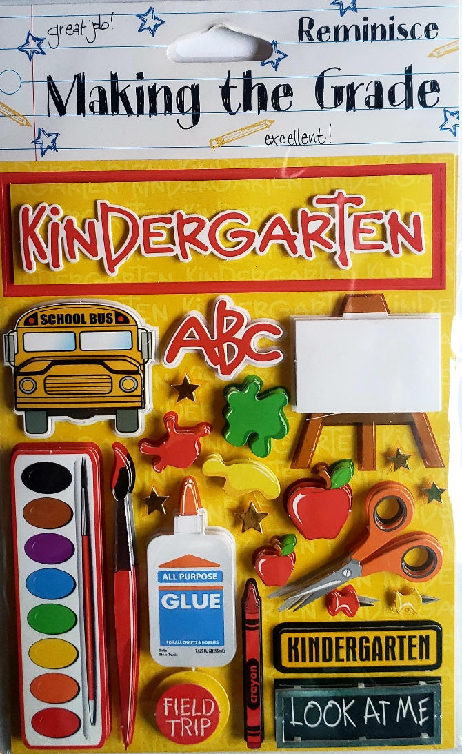Reminisce -  dimensional sticker sheet -  make the grade kindergarten