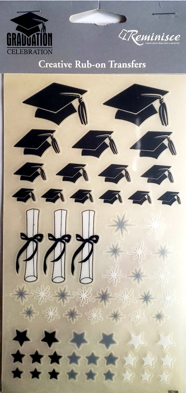 Reminisce -  rub ons sheet -  graduation celebration