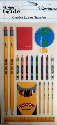 Reminisce -  rub ons sheet -  Making the grade art supplies
