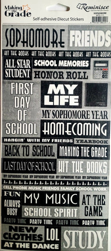 Reminisce -  cardstock sticker - sophomore grade words