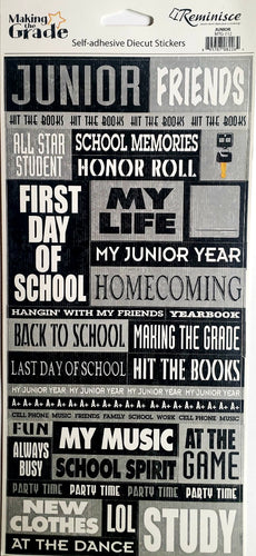 Reminisce -  cardstock sticker - junior grade words