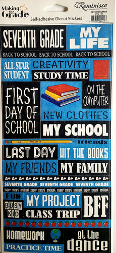 Reminisce -  cardstock sticker - seventh grade words