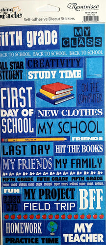 Reminisce -  cardstock sticker - fifth grade words