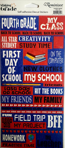 Reminisce -  cardstock sticker - fourth grade words