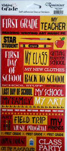 Reminisce -  cardstock sticker - first grade words