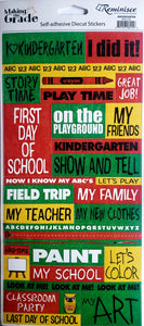Reminisce -  cardstock sticker - kindergarten words