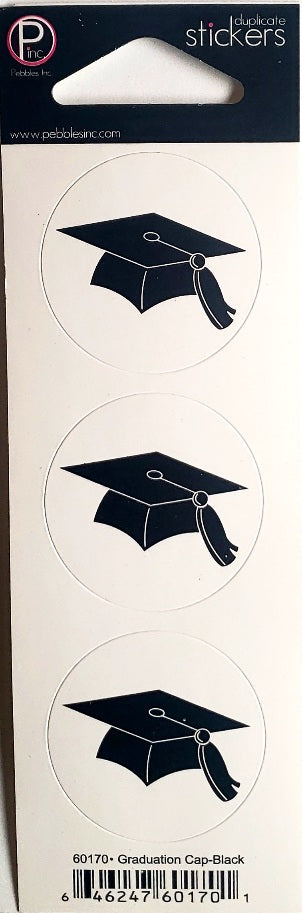 Pebbles Inc -  cardstock sticker - graduation cap black circles