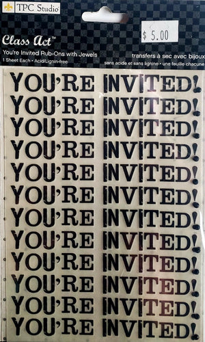The paper company TPC - class act rub on with jewels - You're invited