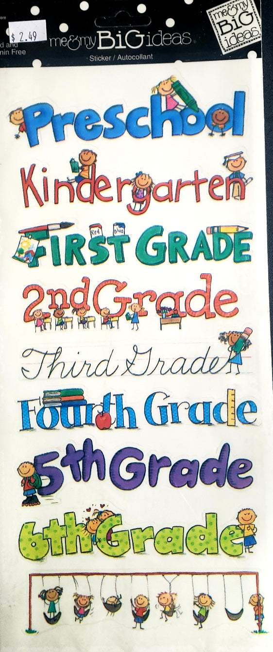 Me and my big ideas MAMBI - flat sticker sheet - a kid like me grade school sayings