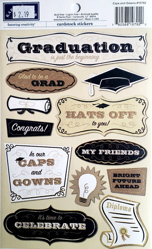 Karen Foster - cardstock sticker sheet - caps and gowns graduation