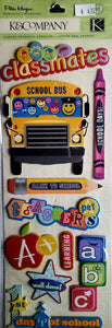 K and company - dimensional stickers - school days chipboard