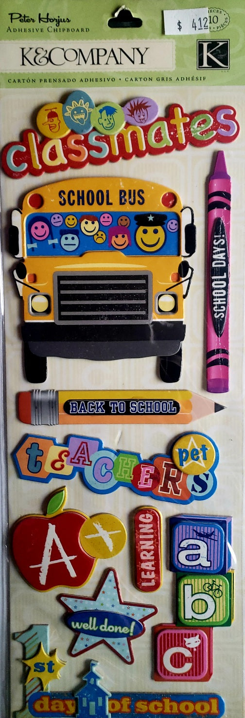 K and company - dimensional stickers - school days chipboard