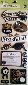 K and company - dimensional stickers - graduation chipboard