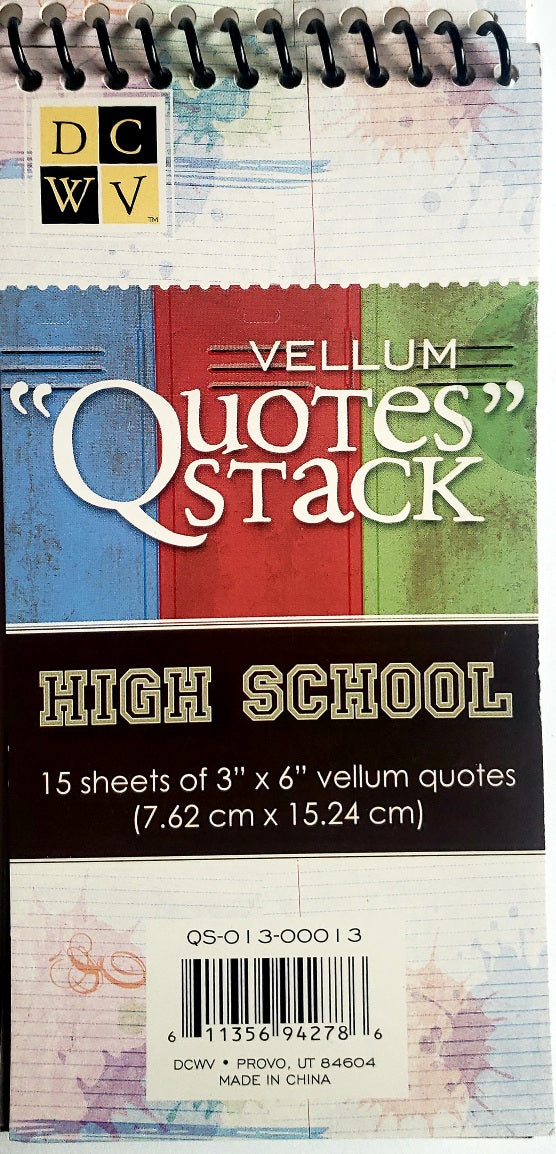 Die cuts with a view DCWV - vellum quote stack book - high school