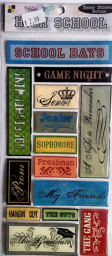 Die cuts with a view DCWV - epoxy stickers High school words