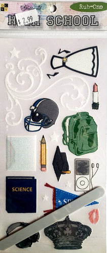 Die cuts with a view DCWV - rub ons sheet - high school