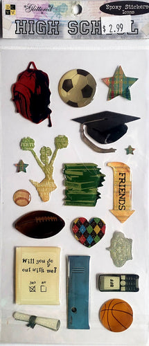 Die cuts with a view DCWV - epoxy stickers High school shapes