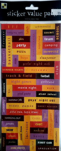 Die cuts with a view DCWV - flat stickers sheet - value pack kids words