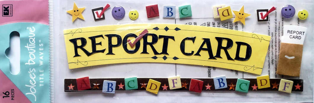 Jolee's Boutique Dimensional Sticker - Title Waves - report card