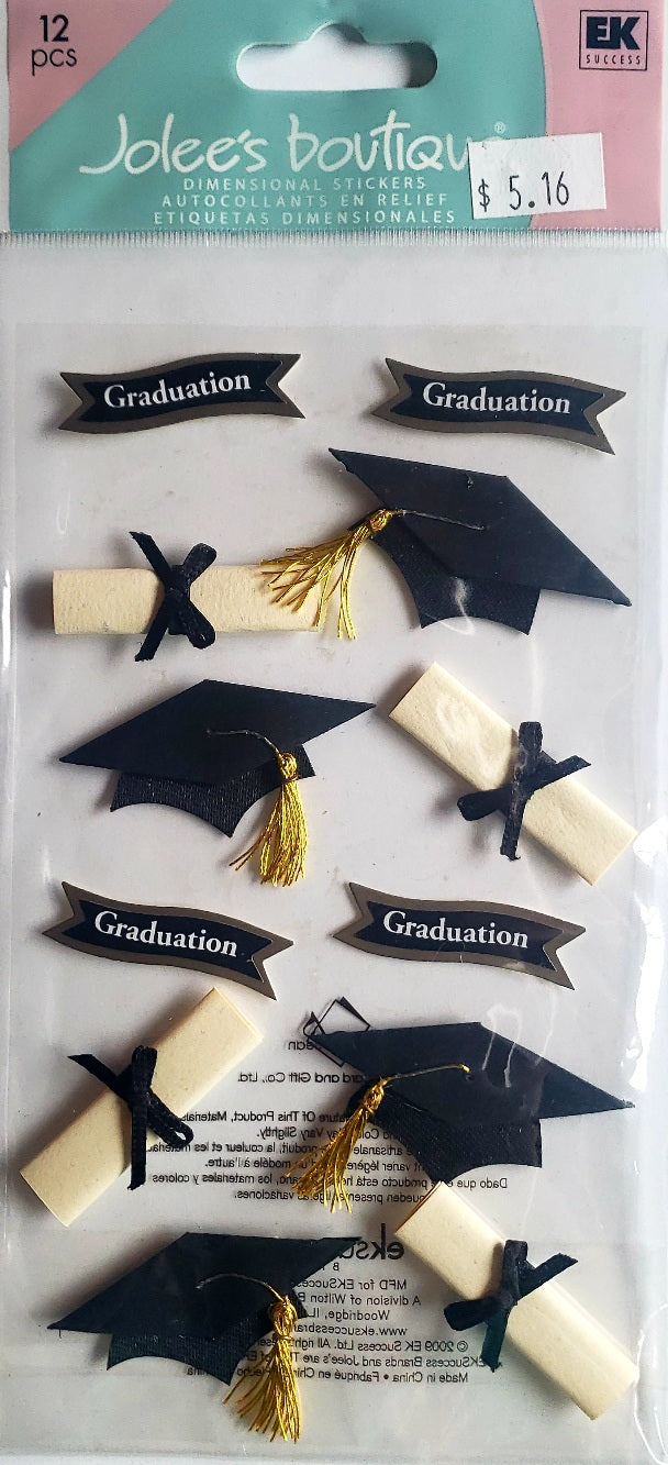 Jolee's Boutique Dimensional Sticker - graduation cap & diploma - large pack