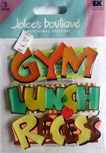 Jolee's Boutique Dimensional Sticker - gym lunch recess words - medium pack