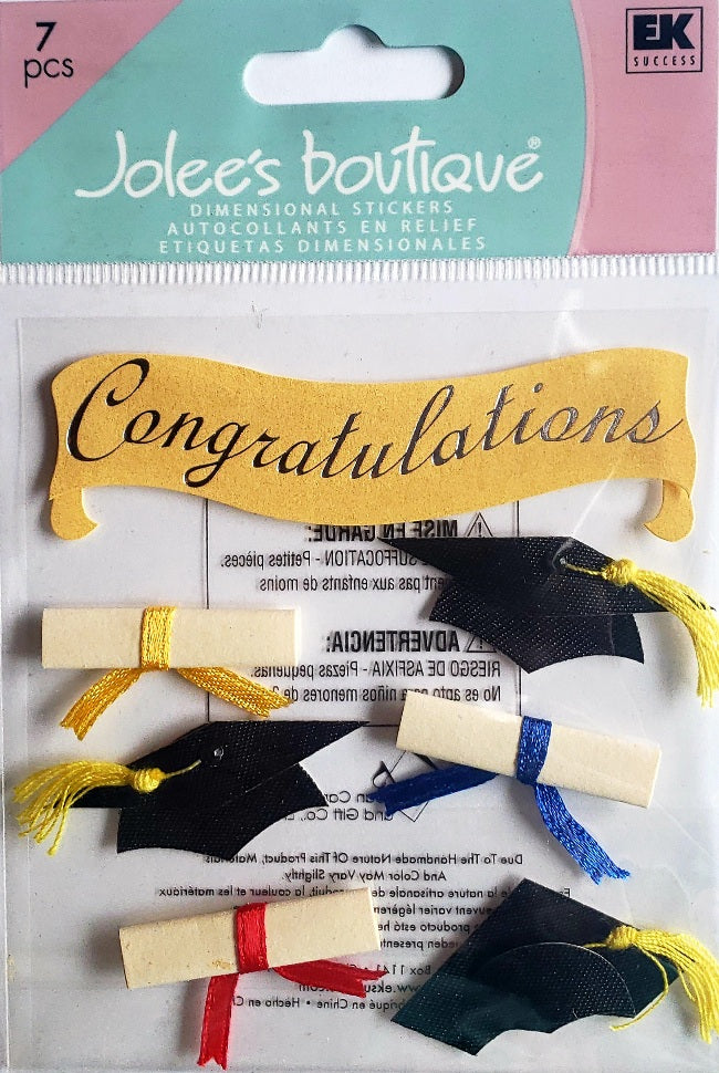 Jolee's Boutique Dimensional Sticker - cap and diploma - medium pack