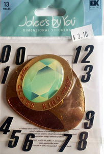Jolee's Boutique Dimensional Sticker - class ring with numbers - medium pack