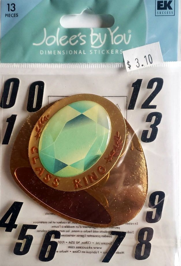 Jolee's Boutique Dimensional Sticker - class ring with numbers - medium pack