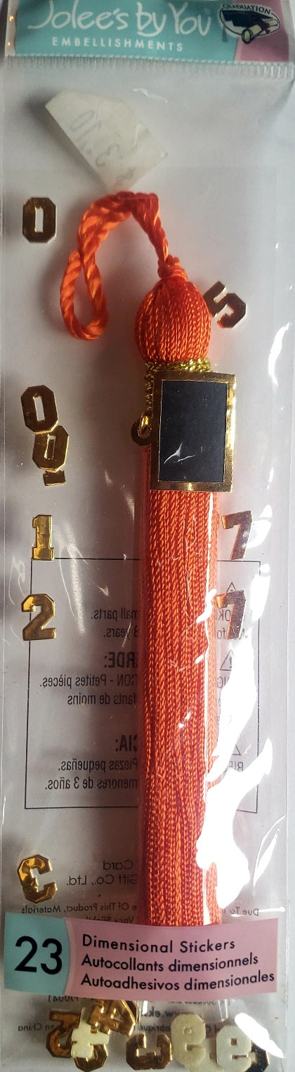 Jolee's Boutique Dimensional Sticker - graduation tassle orange  - small pack
