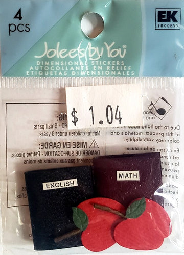 Jolee's Boutique Dimensional Sticker - text book and apple - x small pack