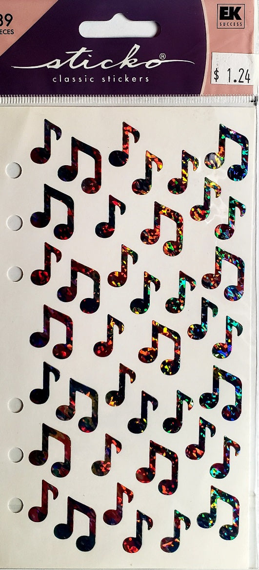 Sticko  - flat sticker sheets - music notes jazzy metallic