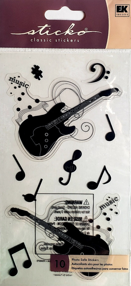 Sticko  - flat sticker sheets - silhouette guitar
