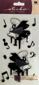 Sticko  - flat sticker sheets - silhouette piano
