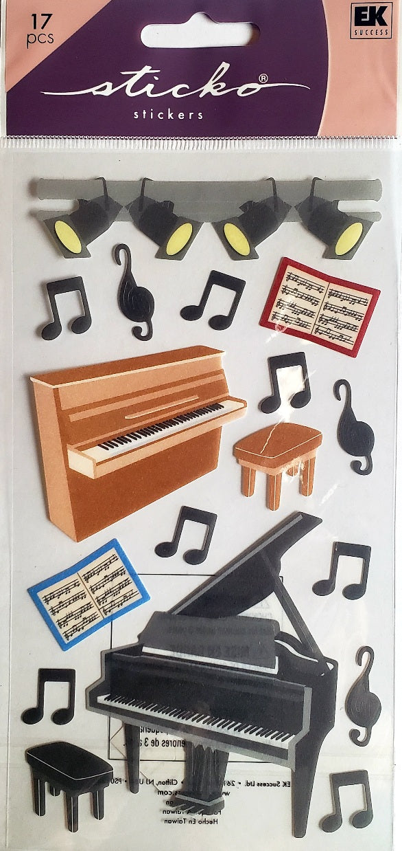 Sticko  - flat sticker sheets - piano recital glitter