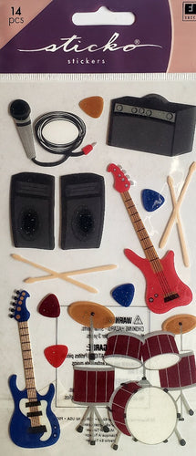 Sticko  - flat sticker sheets - rock and roll glitter