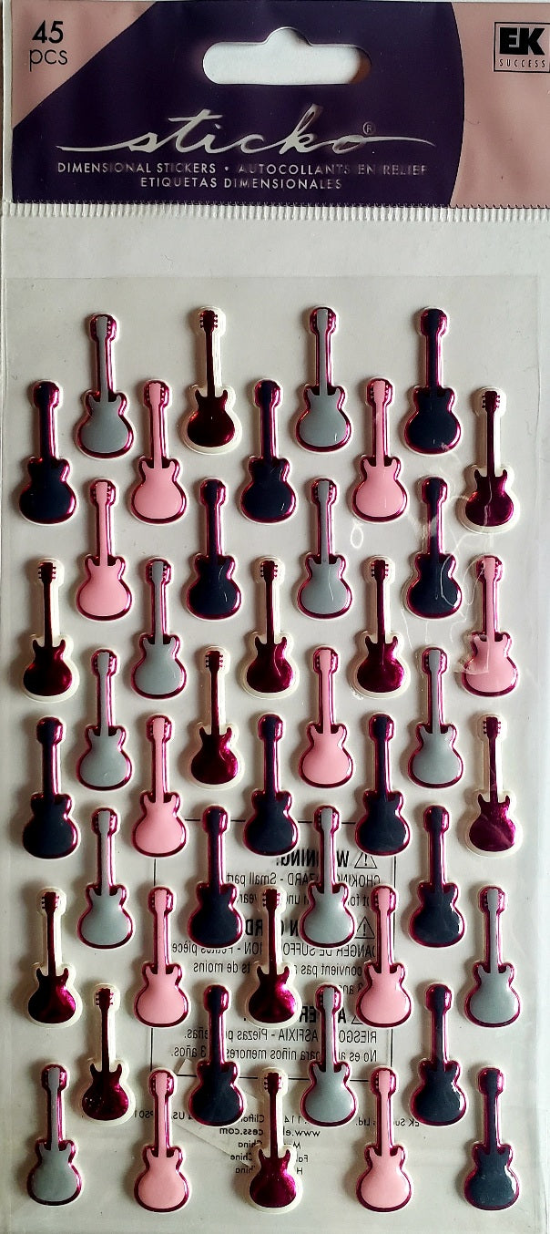 Sticko  - dimensional sticker sheets - puffy guitar repeats