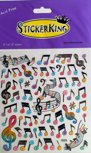 Sticker king  -  clear sticker sheet - music notes