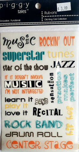 Piggy tales -  rub ons - old king cole collection music phrases