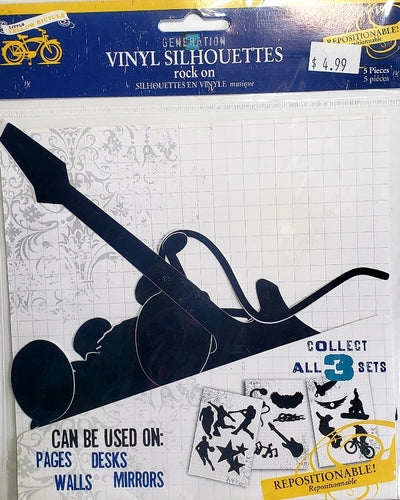 Little yellow bicycle - vinyl silhouettes cuts rock on - black generation z die cut stickers