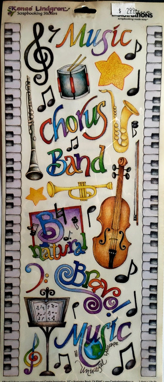 Creative Imaginations - flat sticker sheet - Renae Lindgren Music