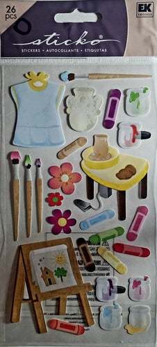 Sticko -  flat sticker sheet -  art class glitter