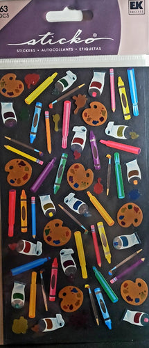 Sticko -  flat sticker sheet -  art supplies glitter