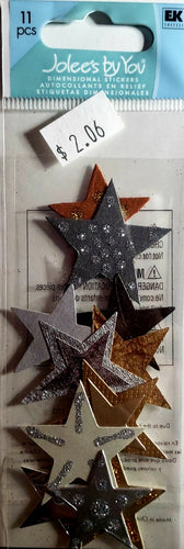 Jolee's by you Boutique Dimensional Sticker -  gold and brown stars - small pack
