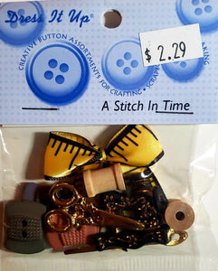 Dress it up -  buttons and flatback - a stitch in time