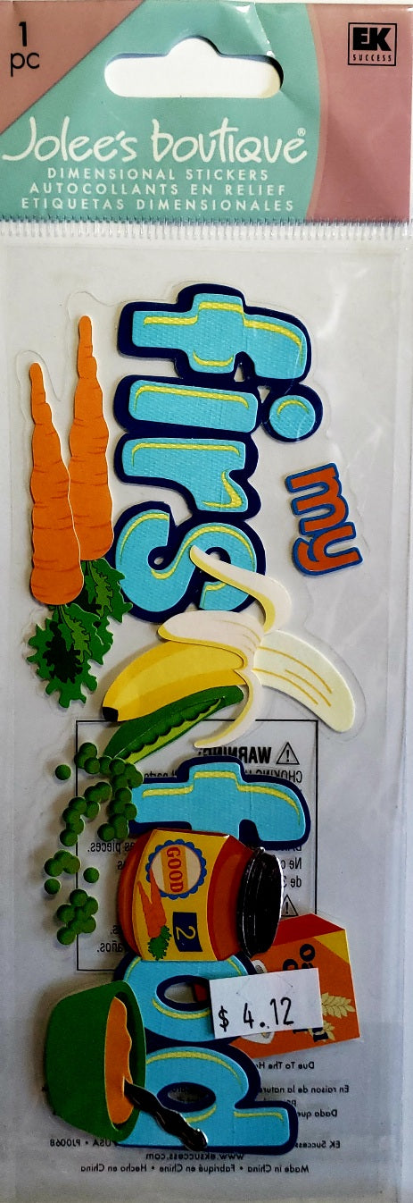Jolee's Boutique Dimensional Sticker title  - my first food - medium tall a touch of pack