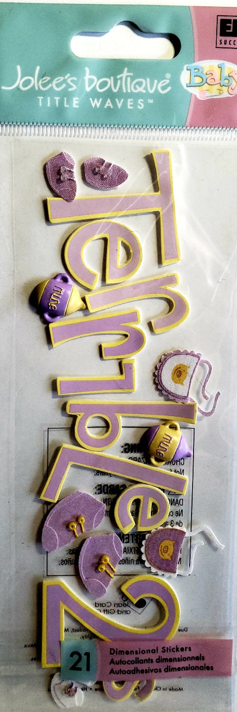 Jolee's Boutique Dimensional Sticker title  - terrible 2 s - medium tall a touch of pack