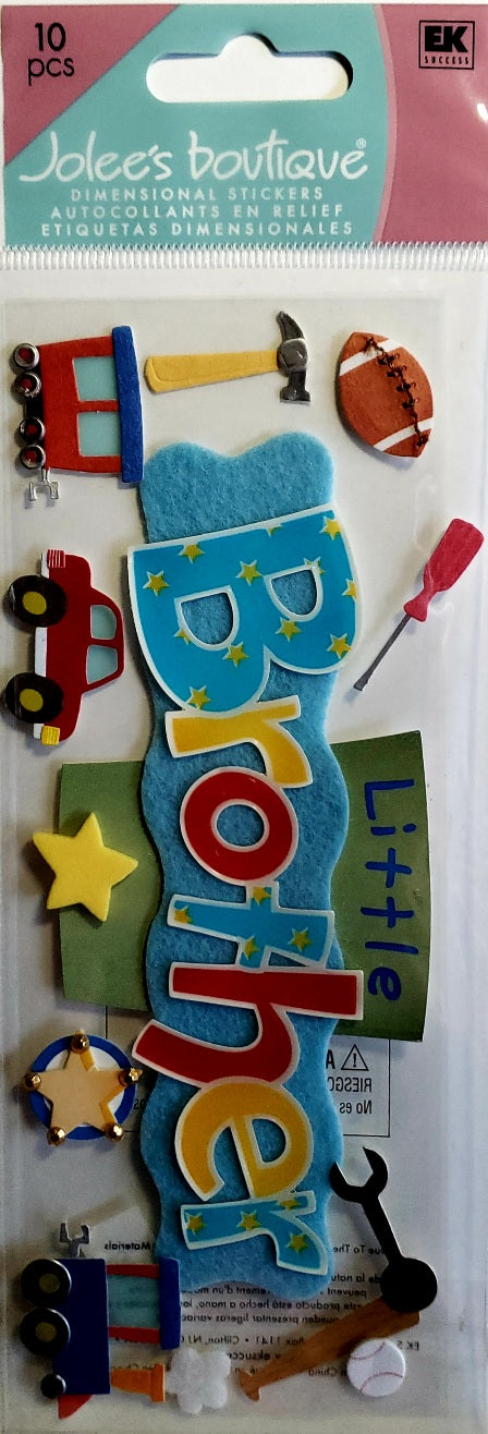Jolee's Boutique Dimensional Sticker title  - little brother - medium tall a touch of pack