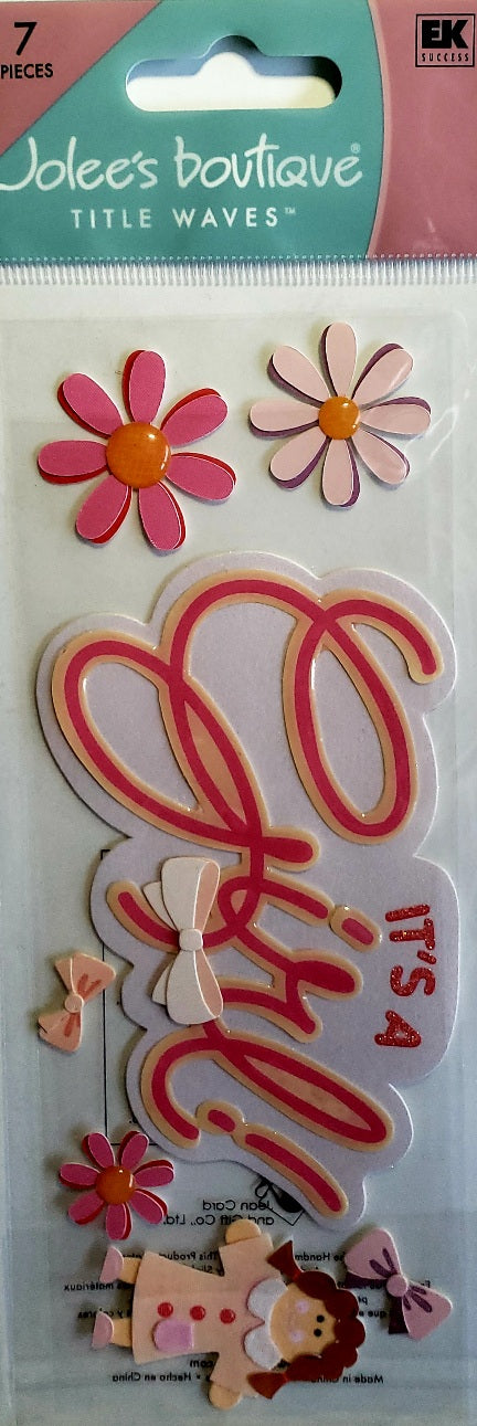 Jolee's Boutique Dimensional Sticker title  - its a girl - medium tall a touch of pack